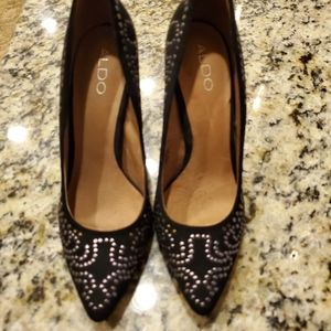 Aldo suede black heels with studs